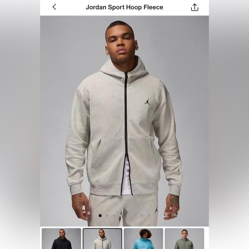 Jordan Sport Light Gray Zip-Up Hoodie